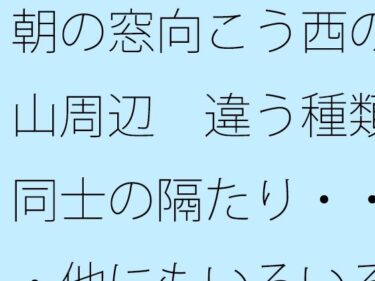 朝の窓向こう西の山周辺  違う種類同士の隔たり・・・他にもいろいろと・・d_689767ーどこで読める!?